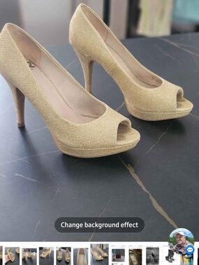 Fergalicious Champagne Gold Peep-Toe Stiletto Heels